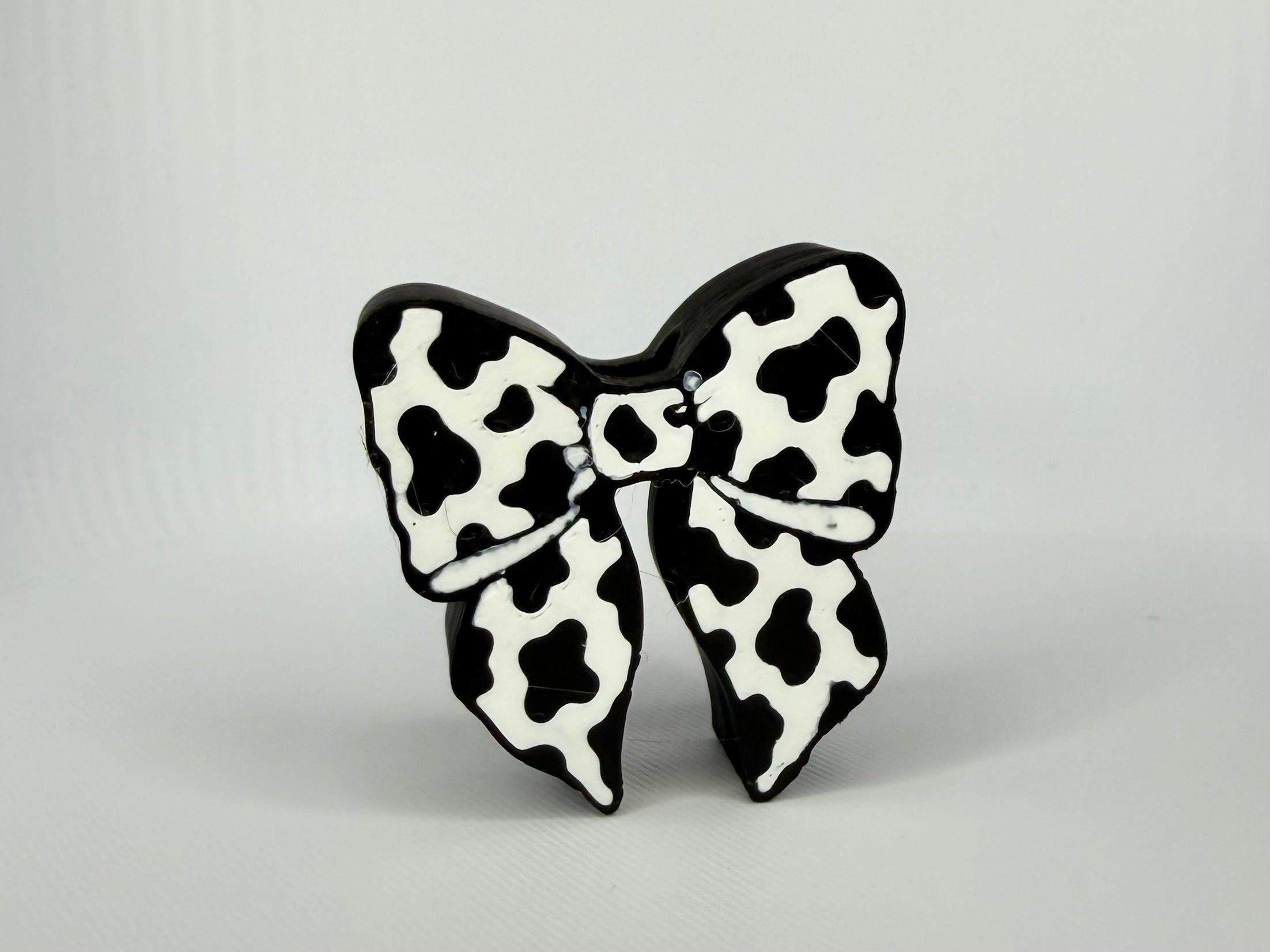 Cow Print Bow Straw Topper