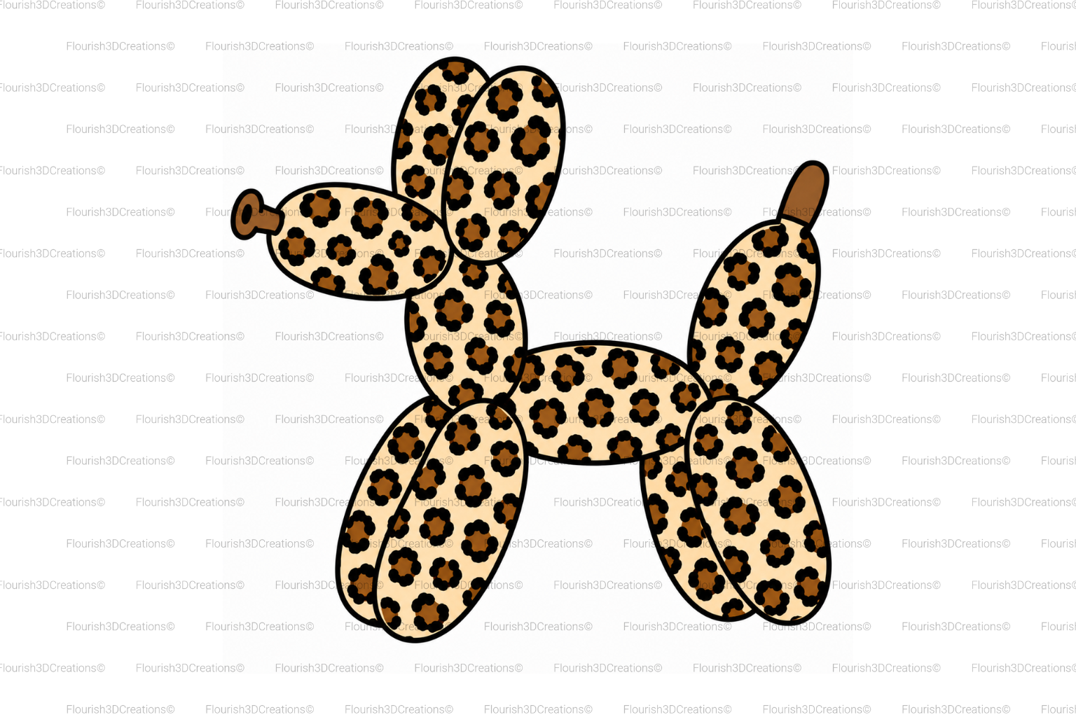 Leopard Balloon Dog Straw Topper