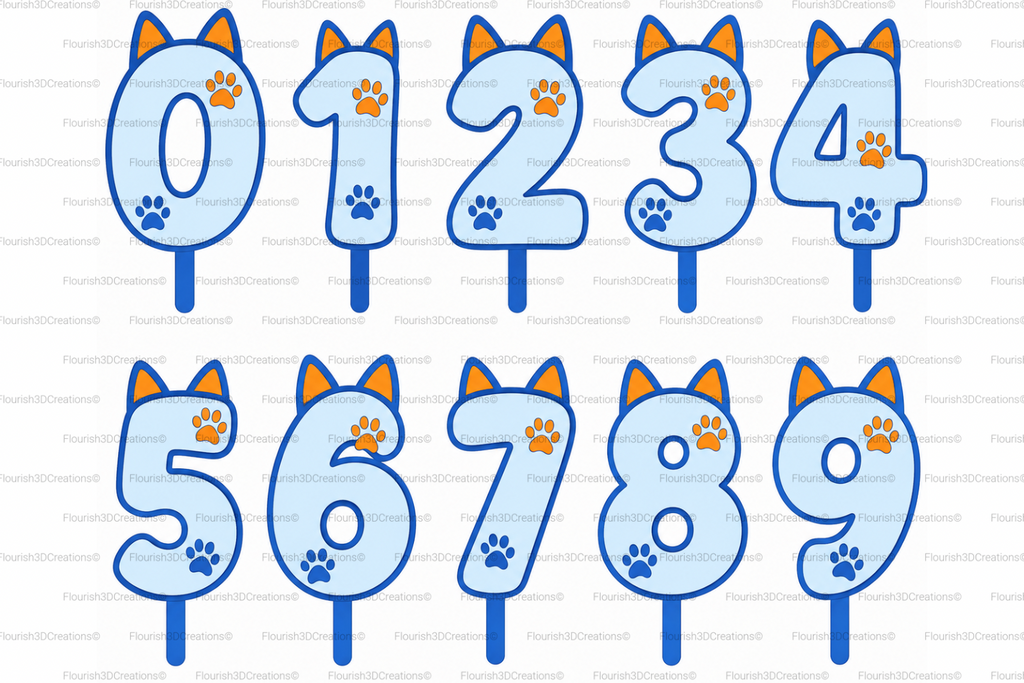 Blue Dog Number Cake Topper