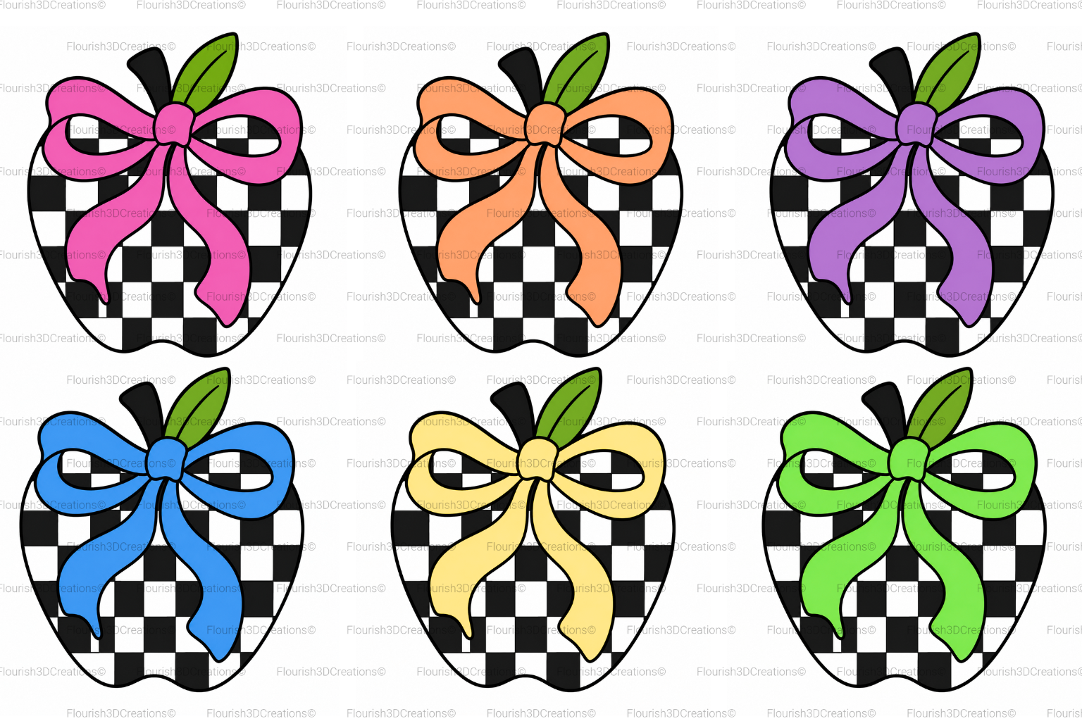 Checkered Apple Straw Topper