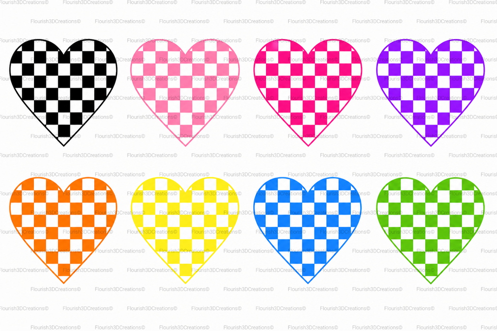 Checkered Heart Straw Topper