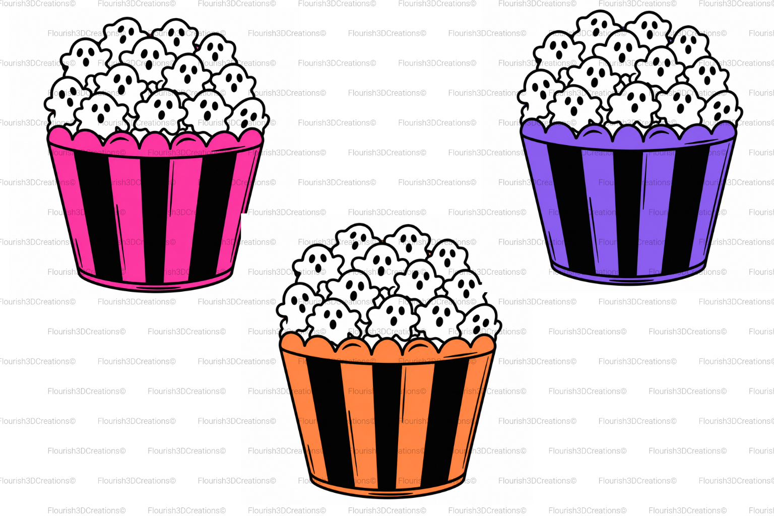Ghost Popcorn Straw Topper