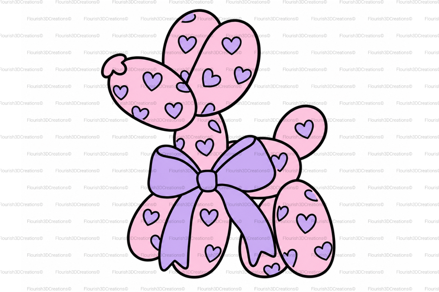 Heart Balloon Dog Straw Topper