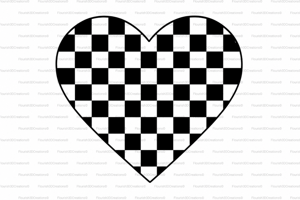 Checkered Heart Straw Topper
