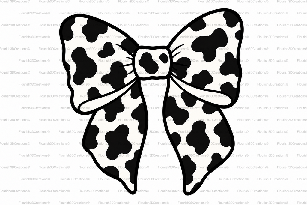 Cow Print Bow Straw Topper