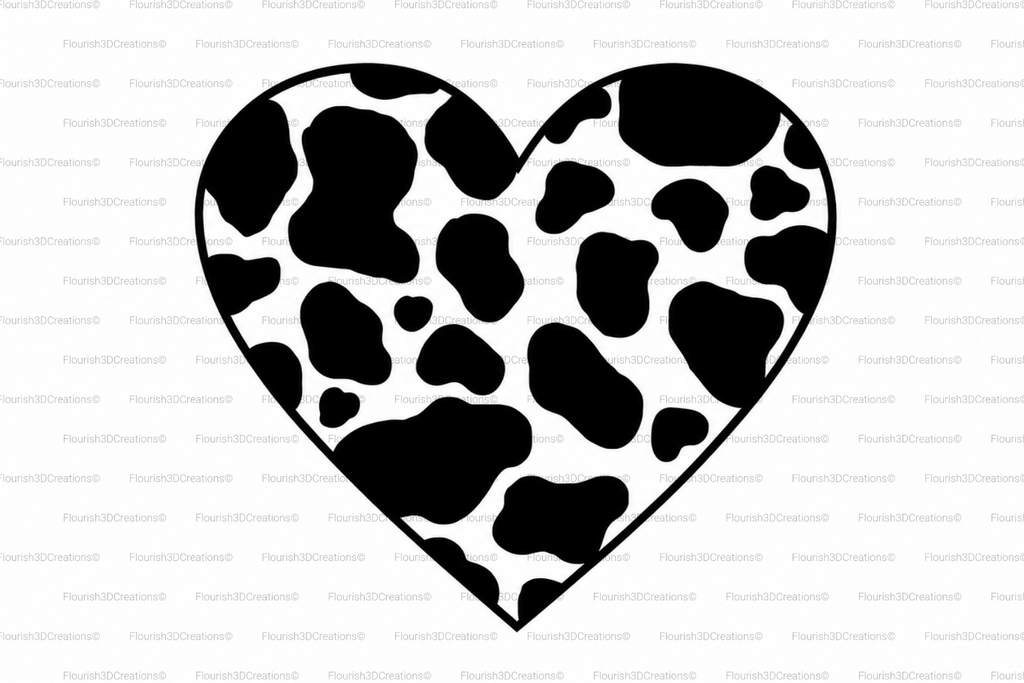 Cow Print Heart Straw Topper