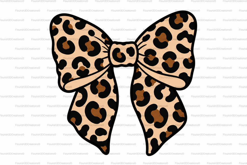 Leopard Print Bow Straw Topper