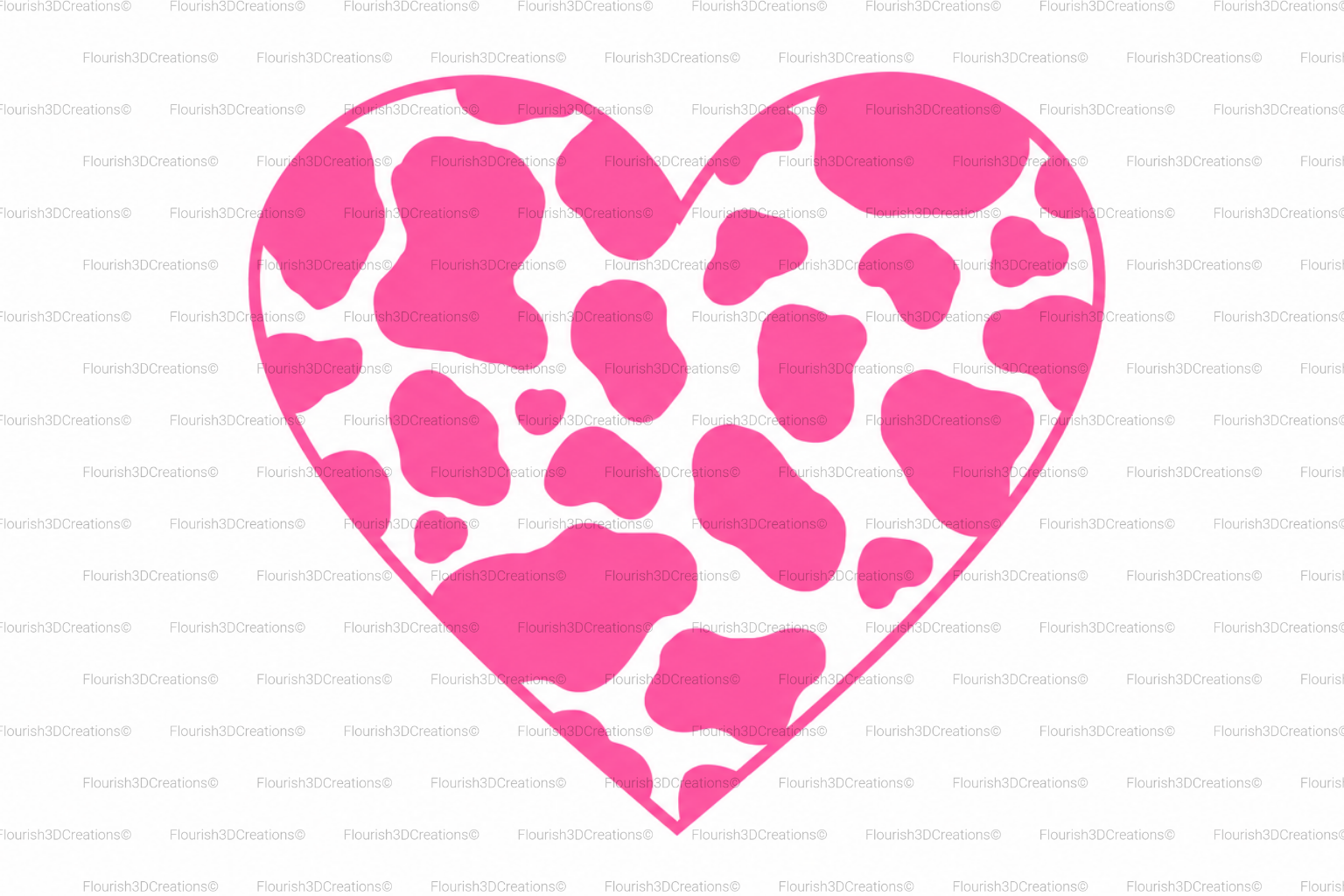 Cow Print Heart Straw Topper